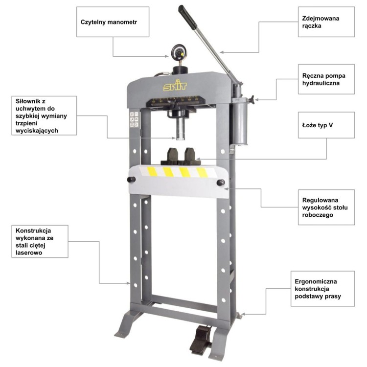 Hydrauliczna prasa warsztatowa 30 ton SNIT SP 30 EAM