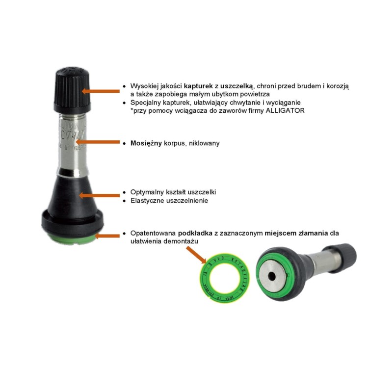 Wentyl do felg TR413HP CVV Alligator  wysokociśnieniowy 03