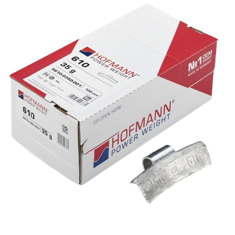 Ciężarki nabijane ołowiane do felg aluminiowych HOFMANN Typ 610 (Pb) 35g - opakowanie 100 sztuk.jpg