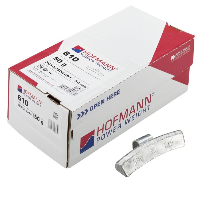 Ciężarki nabijane ołowiane do felg aluminiowych HOFMANN Typ 610 (Pb) 50g - opakowanie 50 sztuk.jpg