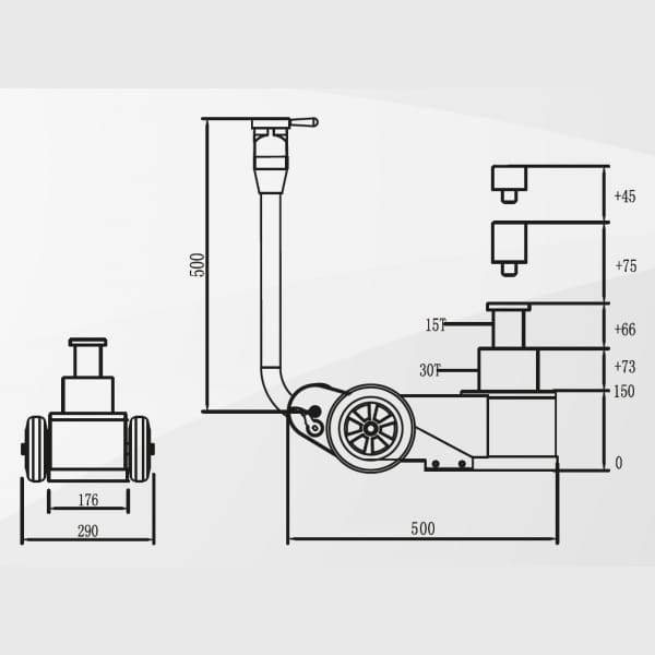 Rysunek-techniczny-z-wymiarami-i-zakresem-pracy-podnosnika-hydraulicznego-SNIT-SP30-2