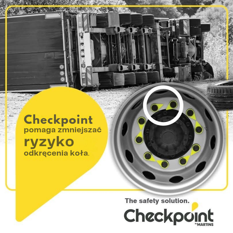 Wskaźnik Checkpoint na kole ciężarówki – zabezpieczenie przed odkręceniem nakrętek
